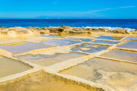 Salt pans near Marsaxlokk, Maltaの写真素材