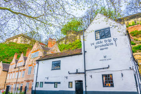 NOTTINGHAM, UNITED KINGDOM, APRIL 11, 2017: Ye Olde trip to Jerusalem inn is the England oldest pub, Nottinghamのeditorial素材