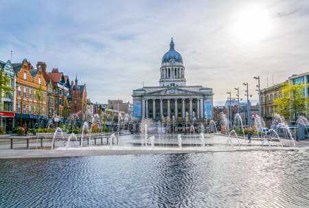 NOTTINGHAM, UNITED KINGDOM, APRIL 11, 2017: View of the town hall in Nottingham, Englandのeditorial素材