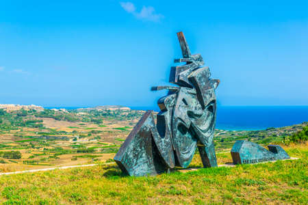 Aerial view of Ir-Ramla bay at Gozo, Maltaのeditorial素材