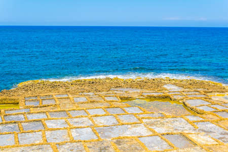 Salt pans near Marsalforn, Gozo, Maltaの写真素材