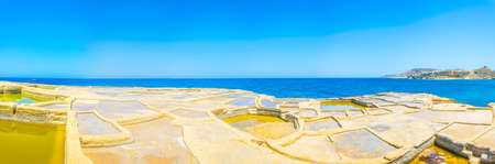 Salt pans near Marsalforn, Gozo, Maltaの写真素材