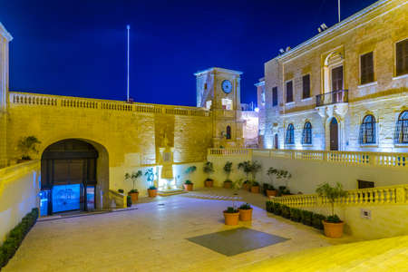 Night view of the Il-Kastell citadel in Victoria, Gozo, Malta