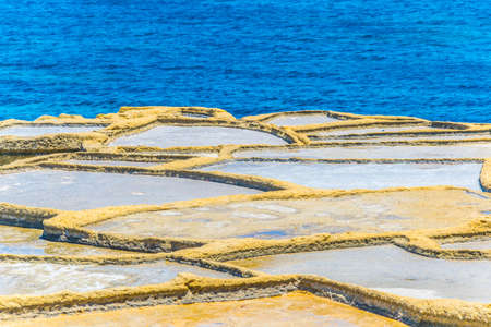 Salt pans near Marsalforn, Gozo, Maltaの写真素材