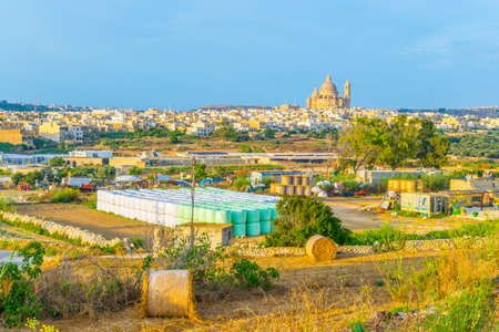 View of the Rotunda St. John Baptist in Xewkija, Gozo, Maltaの写真素材