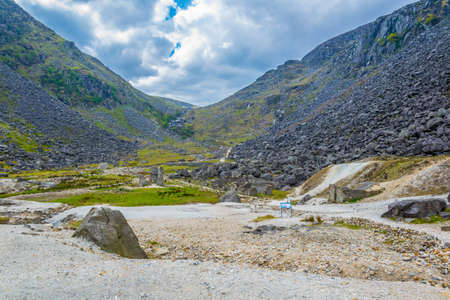 View of a former stone quarry in Glendalough, Ireland