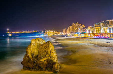 Sunset view of the grande beach in Biarritz, Franceの写真素材