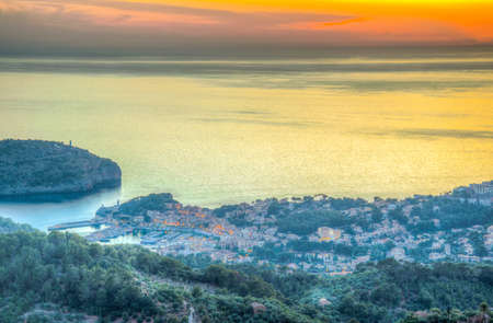 Sunset view of Port de Soller, Mallorca, Spain