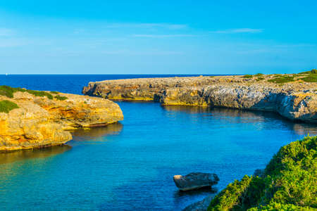 Ragged coast of Mallorca at Porto Cristoの写真素材