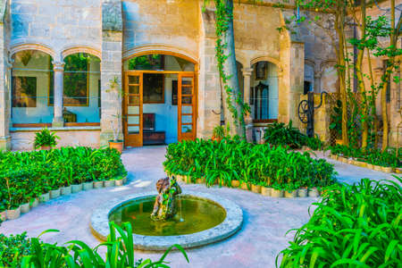 Courtyard of Palau Rei Sanxo at Valldemossa, Mallorca, Spainのeditorial素材