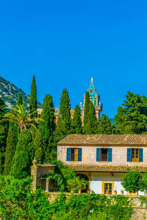 Aerial view of Real Cartuja de Valldemossa, Mallorca, Spainの写真素材