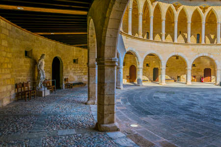 Inner courtyard of Castell de Bellver at Palma de Mallorca, Spainのeditorial素材