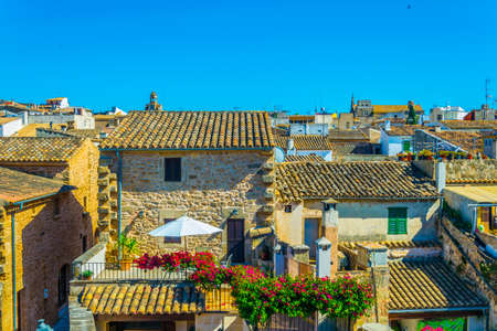Aerial view of the old town of Alcudia, Mallorca, Spainの写真素材