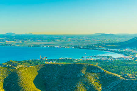 Alcudia bay and Port d'Alcudia town at Mallorca, Spainの写真素材