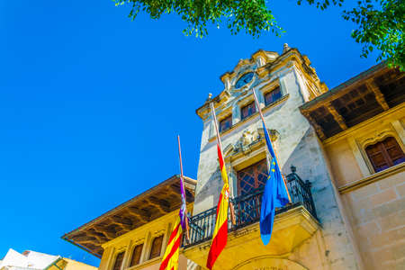 Beautiful tower in the historicla center of Alcuida, Mallorca, Spain