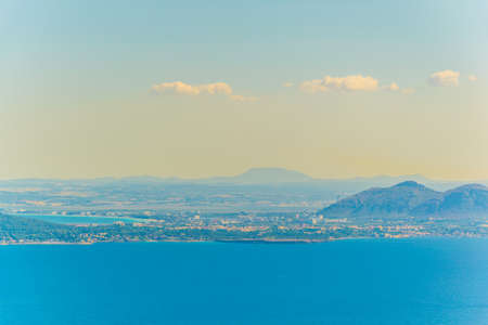 Alcudia bay and Port d'Alcudia town at Mallorca, Spainの写真素材