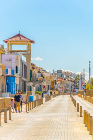 EL MOLINAR, SPAIN, MAY 19, 2017: Seaside promenade at El Molinar, Mallorca, Spainのeditorial素材