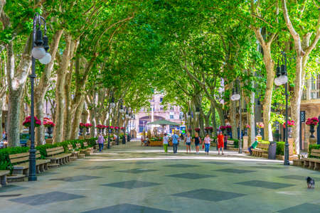 PALMA DE MALLORCA, SPAIN, MAY 18, 2017: People are strolling through Passeig del Born in the historical center of Palma de Mallorca, Spainのeditorial素材