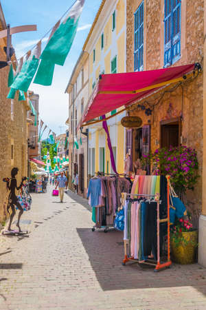 ARTA, SPAIN, MAY 22, 2017: View of a narrow street in the historical center of Arta, Mallorca, Spainのeditorial素材