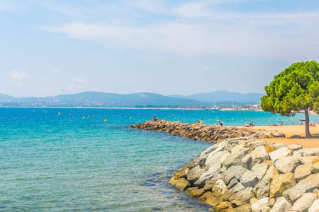 Seaside promenade at Saint Raphael in Franceの写真素材