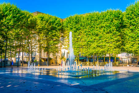 MONTPELLIER, FRANCE, JUNE 26, 2017: Fountain at Place du Nombre d'Or in Montpellier, Franceのeditorial素材