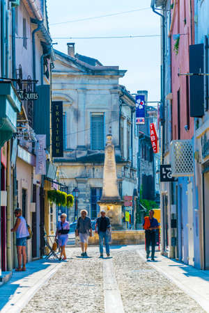 SAINT REMY EN PROVENCE, JUNE 21, FRANCE 2017: View of a narrow street in Saint Remy en Provence,...