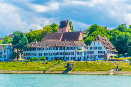 Riverside of Rhine in Basel, Switzerlandの写真素材
