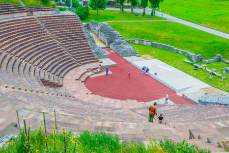 Roman theatre at Augusta Raurica, a former roman settlement near Basel, Switzerlandの写真素材