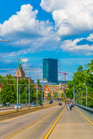 Traffic on Wettstein bridge in Basel, Switzerlandのeditorial素材