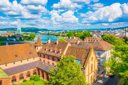 Aerial view of the old town of Basel, Switzerland