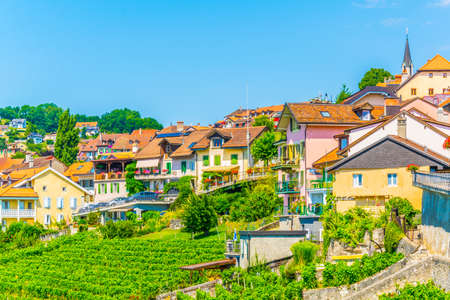 Chexbres village in the Lavaux region of switzerlandの写真素材