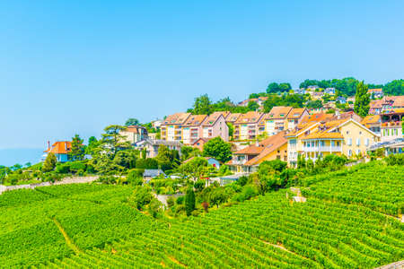 Chexbres village in the Lavaux region of switzerlandの写真素材