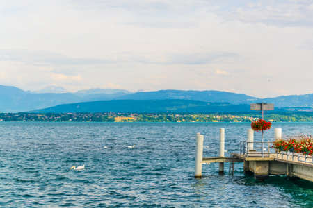 Geneva lake also called as Lac Leman in Switzerlandの写真素材
