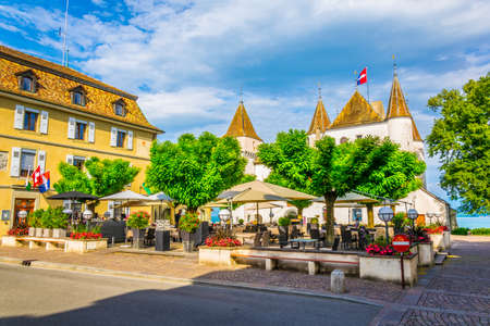 White Chateau de Nyon in Switzerlandのeditorial素材
