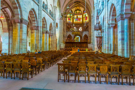 BASEL, SWITZERLAND, JULY 14, 2017: Interior of the Basler munster church in Switzerlandのeditorial素材