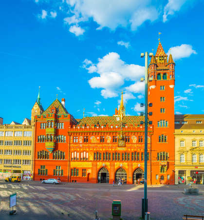 BASEL, SWITZERLAND, JULY 14, 2017: Red town hall in Basel, Switzerlandのeditorial素材