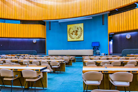 GENEVA, SWITZERLAND, JULY 20, 2017: An assembly hall in the Palace of Nations - UN headquarters in Geneva, Switzerlandのeditorial素材
