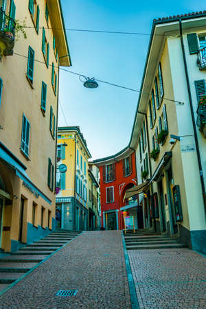 LUGANO, SWITZERLAND, JULY 24, 2017: People are strolling though a street in the center of Swiss city...