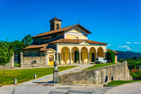 MENDRISIO, SWITZERLAND, JULY 25, 2017: Aerial view of church of San Zenone in Mendrisio, Switzerlandのeditorial素材