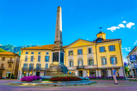 BELLINZONA, SWITZERLAND, JULY 26, 2017: Independence square in the center of Swiss city Bellinzonaのeditorial素材