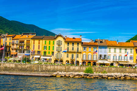 CANNOBIO, ITALY, JULY 27, 2017:Lakeside view of Cannobio, Italyのeditorial素材