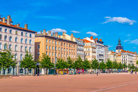 LYON, FRANCE, JULY 23, 2017: People are passing by statue of Louis XIV on Place Bellecour in Lyon, Franceのeditorial素材