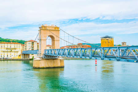 Pedestrian bridge over river Rhone in Vienne, France
