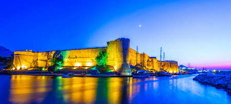 Sunset view over Kyrenia castle, Cyprusのeditorial素材