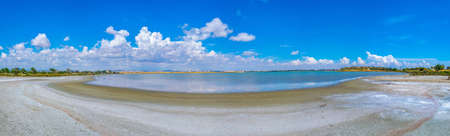 Hala Sultan Tekessi mosque viewed behind a salt lake, Cyprusの写真素材