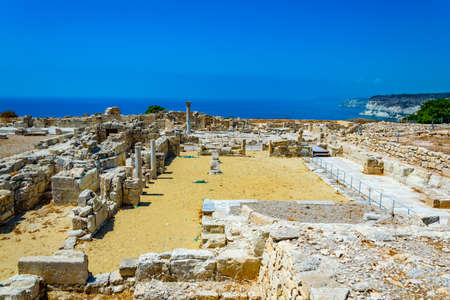 Ruins of an early christian basilica situated at ancient kourion site on Cyprusの写真素材