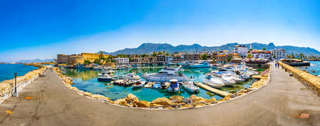 KYRENIA, CYPRUS, AUGUST 25, 2017: View of a port in Kyrenia/Girne during a sunny summer day, Cyprusのeditorial素材