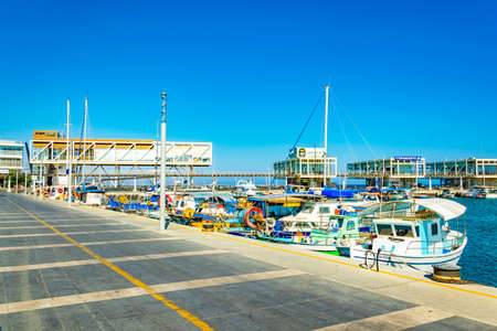 LIMASSOL, CYPRUS, AUGUST 16, 2017: Restaurants at the old port of Limassol, Cyprusのeditorial素材