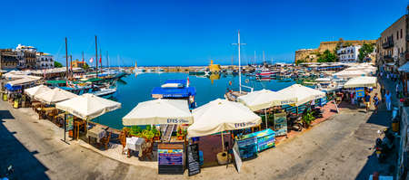 KYRENIA, CYPRUS, AUGUST 25, 2017: View of a port in Kyrenia/Girne during a sunny summer day, Cyprusのeditorial素材