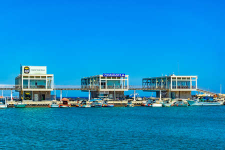 LIMASSOL, CYPRUS, AUGUST 16, 2017: Restaurants at the old port of Limassol, Cyprusのeditorial素材